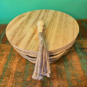 Cesto Cachepot na Fibra de Rattan Sintética Revestida em Ferro - P - Imagem 4