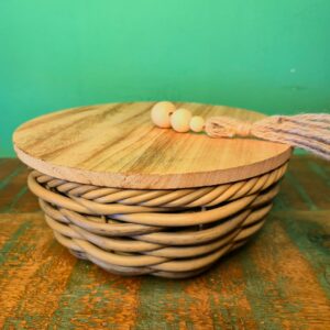 Cesto Cachepot na Fibra de Rattan Sintética Revestida em Ferro - P - Imagem 3