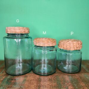 Pote de Vidro com Tampa Revestida na Fibra de Taboa - M - Imagem 3