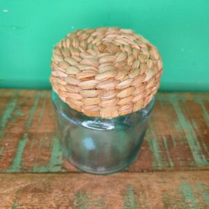 Pote de Vidro com Tampa Revestida na Fibra de Taboa - P - Imagem 6