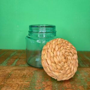 Pote de Vidro com Tampa Revestida na Fibra de Taboa - P - Imagem 7