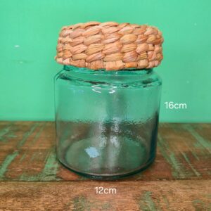 Pote de Vidro com Tampa Revestida na Fibra de Taboa - P - Imagem 4