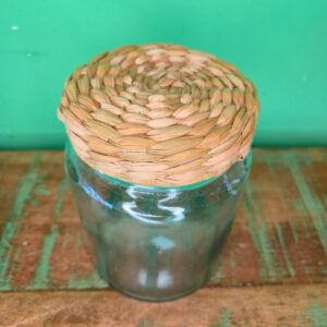 Pote de Vidro com Tampa Revestida na Fibra de Taboa - M - Imagem 5