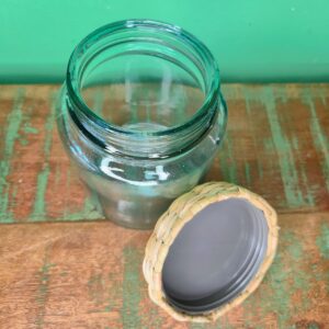 Pote de Vidro com Tampa Revestida na Fibra de Taboa - M - Imagem 7