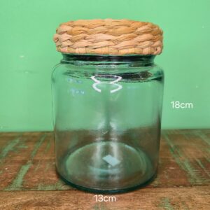Pote de Vidro com Tampa Revestida na Fibra de Taboa - M - Imagem 4