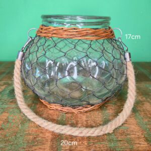 Pote de Vidro Trabalhado no Ferro e Junco - Imagem 3