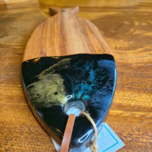 Tábua Peixe em Madeira com Resina - Preto Marmorizado - Imagem 3