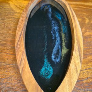 Bandeja Peixe em Madeira com Resina - Preto Marmorizado - Imagem 4