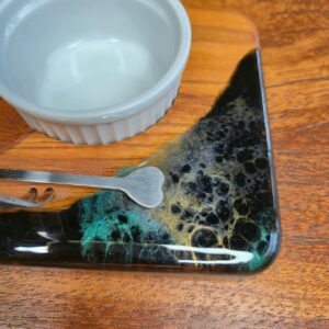 Mini Petisqueira com 1 Ramekin e 2 Garfos - Preto Marmorizado - Imagem 4