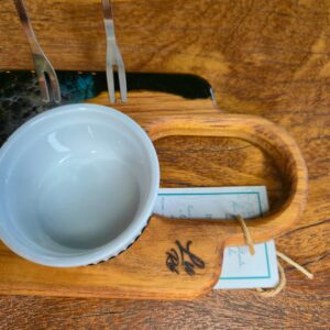 Mini Petisqueira com 1 Ramekin e 2 Garfos - Preto Marmorizado - Imagem 3