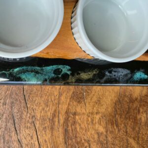 Tábua Molheira com 3 Ramekins - Preto Marmorizado - Imagem 4