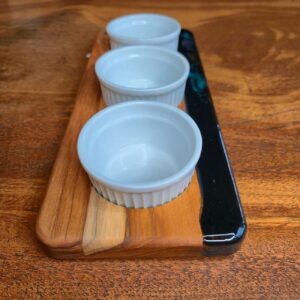 Tábua Molheira com 3 Ramekins - Preto Marmorizado - Imagem 3