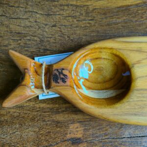 Molheira Peixe em Madeira com Resina - Preto Marmorizado - Imagem 3