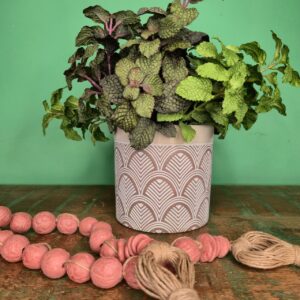 Vaso Cachepot de Cerâmica com Arabesco Geométrico