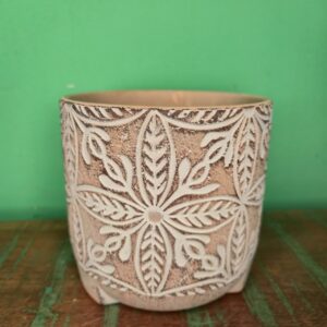 Vaso Cachepot de Cerâmica com Arabesco Flor Mandala - Imagem 3