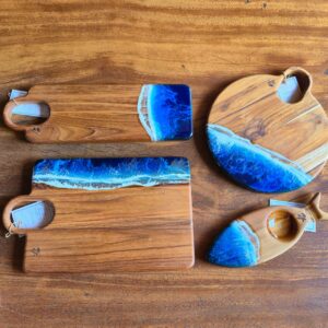 Tábua G em Madeira com Resina - Ocean