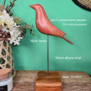 Pássaro em Madeira com Base - M - Imagem 3