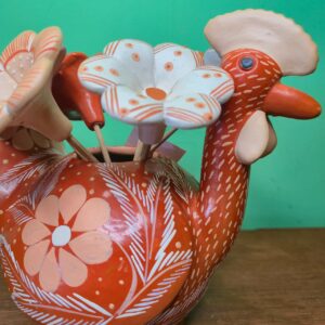 Galinha de Cerâmica com Flores - Marrom M - Imagem 3