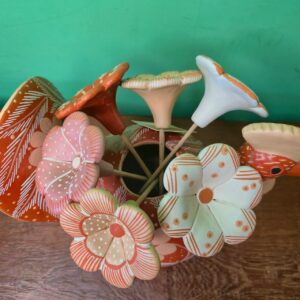 Galinha de Cerâmica com Flores - Marrom M - Imagem 6