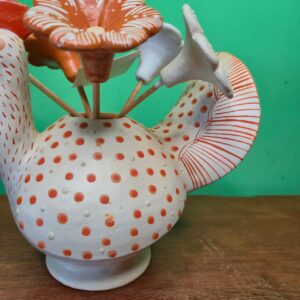 Galinha de Cerâmica com Flores - Branco P - Imagem 5