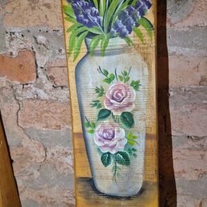 Quadro Lavanda Vaso Branco - Madeira Abaulada - Imagem 3